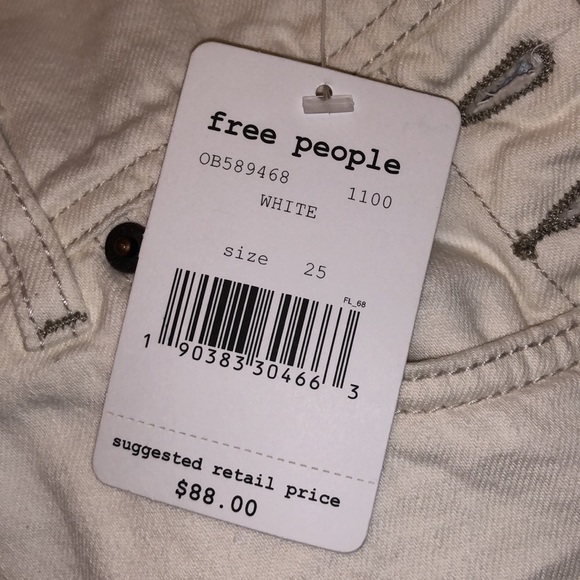 Free People Strappy Overall Shorts White Denim - Picture 6 of 6